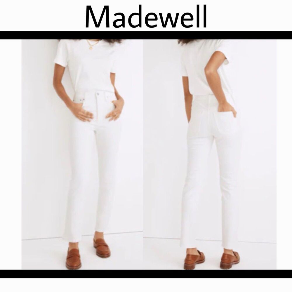 Madewell The Perfect Vintage Tapered Crop Jeans High Rise White Sz 26